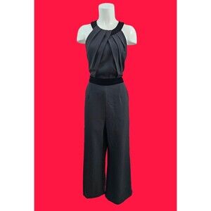 ELIZA J Women's 12 Pleated Halter Neck Velvet Accent Jumpsuit Romper‎ Black